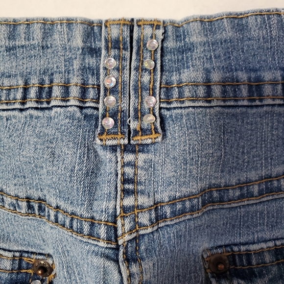 💕Angels Jeans Embroidered Enbelished Mini Skirt Size 7 L👀K 💕Angels - Picture 11 of 14